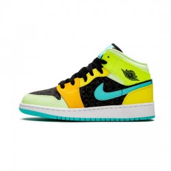 Air Jordan 1 Mid Outfit Gs Aurora Green Optic Yellow Jordan Sneakers