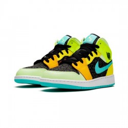 Air Jordan 1 Mid Outfit Gs Aurora Green Optic Yellow Jordan Sneakers