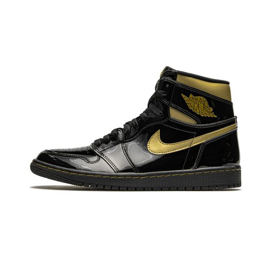 Air Jordan 1 Retro High Outfit Black Metallic Gold Men Women AJ1 Shoes 555088 032